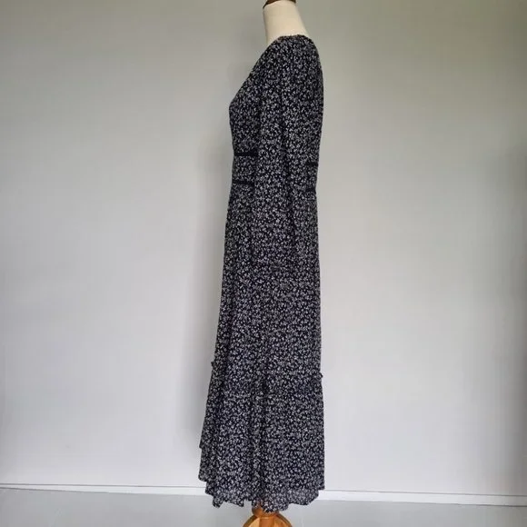 Ulla Johnson Malena Blue Floral Cotton Print 3/4 Sleeve Midi Dress Size 10 - Picture 3 of 9